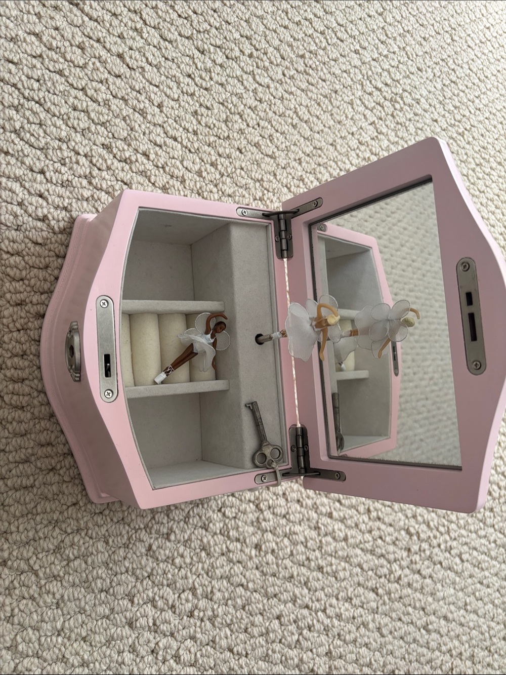 Pink Jewelry Music Box with Mirror